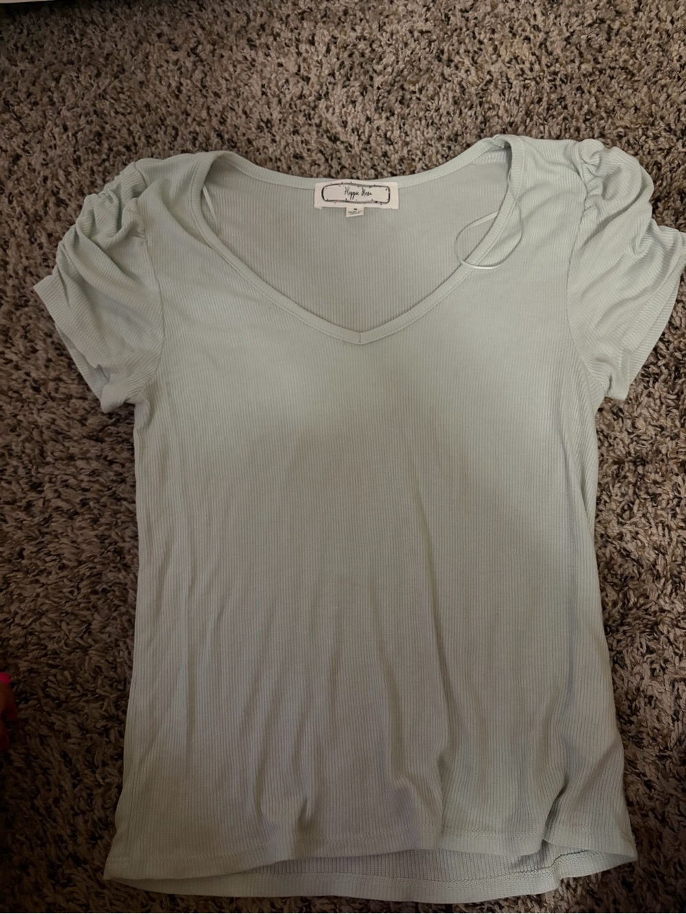 Hippie Rose Light blue Ribbed V-Neck Tee